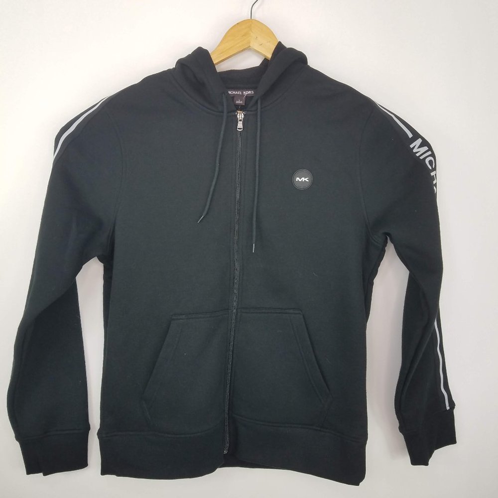 Michael Kors Black Full Zip Hooded Sweater Mens Lg